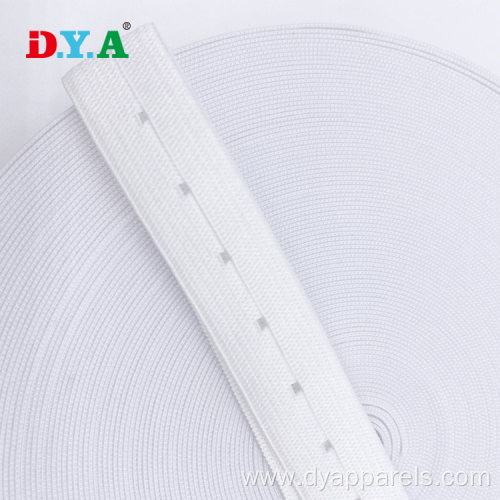 2cm White Polyester Adjustable Buttonhole Elastic Polyester